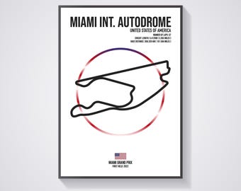 Autódromo Internacional de Miami - Estados Unidos - Gran Premio de Miami - F1 - Fórmula 1 - Circuito - Pista - Arte mural - Póster - Impresión