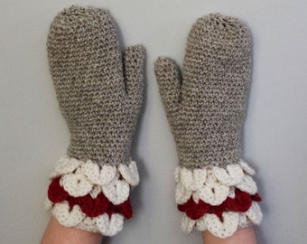 Crocodile Stitch Cuff Mittens Crochet Pattern, Women's Wool (PDF Pattern)