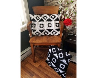 Granicon Pillow Crochet Pattern, Granny Square Geometric Cushion (Digital PDF)