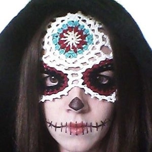 Sugar Skull Mask Crochet Pattern PDF Download Day of the Dead Halloween Día de Muertos Costume Dress Up Fantasy Photo Prop Party