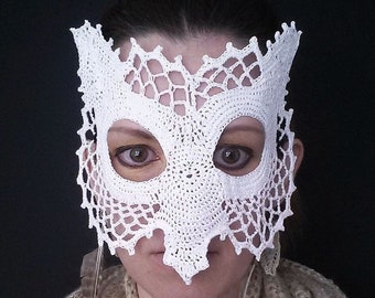 Lace Owl Masquerade Mask Crochet Pattern PDF Costume Dress Up Photo Prop Fantasy