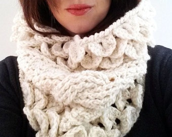 Patrón de cuello de crochet con punto de cocodrilo y cable (patrón PDF)