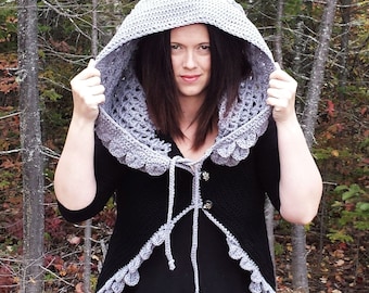 Dragon Scale Armour Armor Vest Crochet Pattern Crocodile Stitch PDF download Alligator Scales Top Circular Hood hooded Fantasy Fall Women