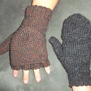 Convertible Mittens Gloves, Uninterrupted Crochet Pattern Glittens Fingerless PDF Changeable Flap Button texting no fingers women men