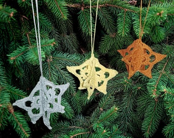 Sectional Star Ornament Crochet Pattern - 3D Lace Christmas Topper (PDF)