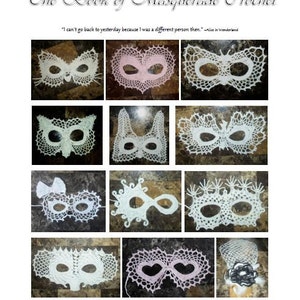 Masquerade Mask Crochet Pattern E-Book Fantasy Costume Dress Up Photo Prop 12 patterns Butterfly Cat Rabbit Phoenix Elephant Heart Bow Lace