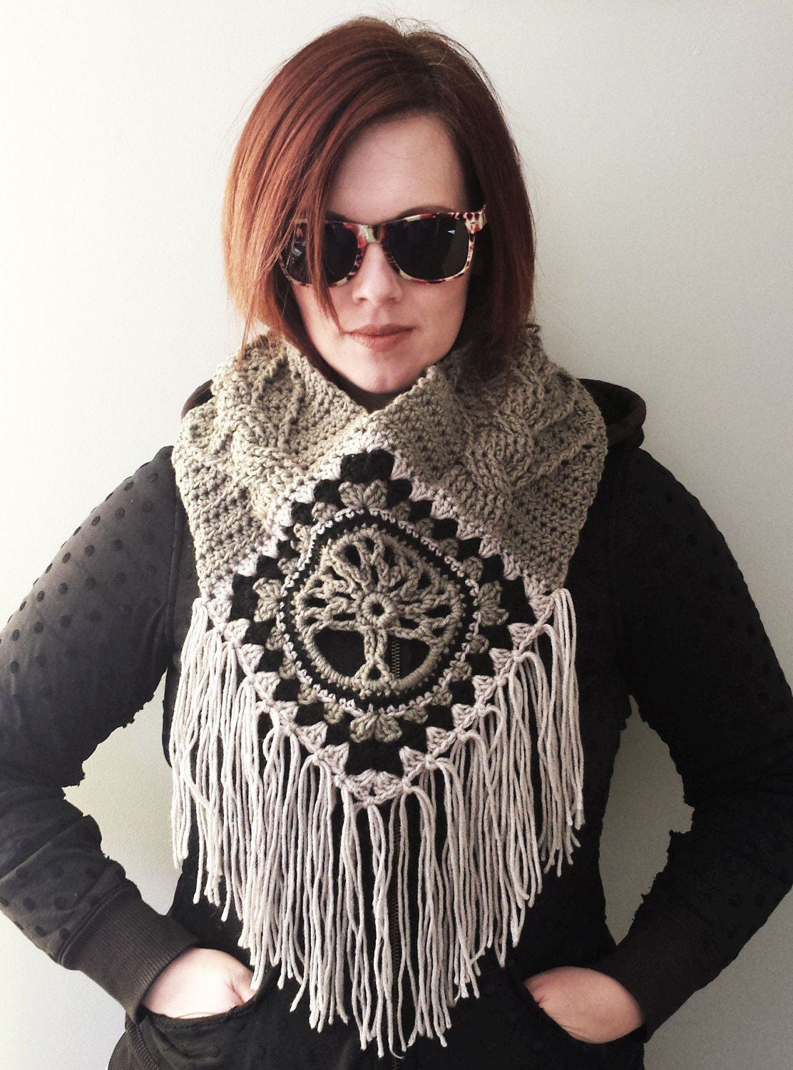 Tree of Life Fringed Boho Cowl Pattern