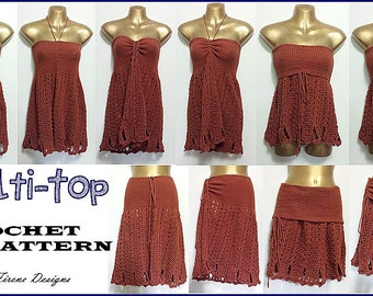 Multi Convertible Top Dress Skirt Crochet Patten PDF Instant Download Advanced
