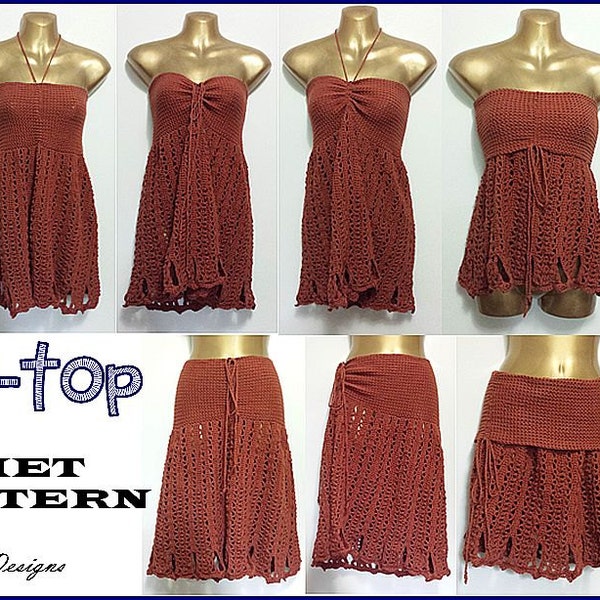 Multi Convertible Top Dress Jupe Crochet Patten PDF Téléchargement instantané avancé