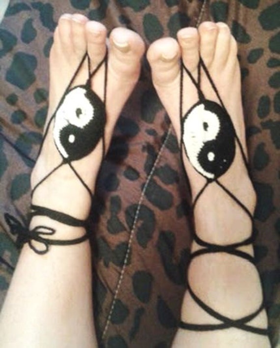 Yin and Yang Barefoot Sandals Crochet Pattern Double Twist Zen