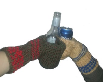 Handful Beverage Mittens Crochet Pattern Beer Mitts Coffee Cozy Cup Holder Drink PDF digital download, Cozy, Unisex, Men's, Women's