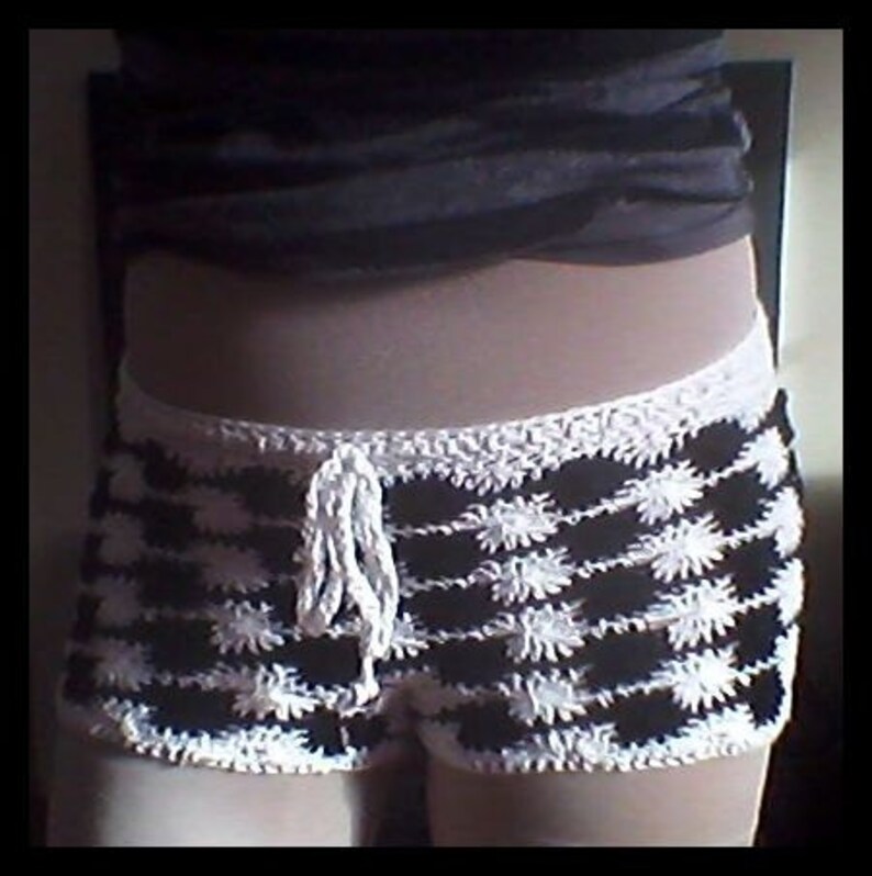 Super Sonic Crochet Shorts Pattern Shell Waves Beach Shorts Sexy Cotton Small Medium Large Extra Large image 3