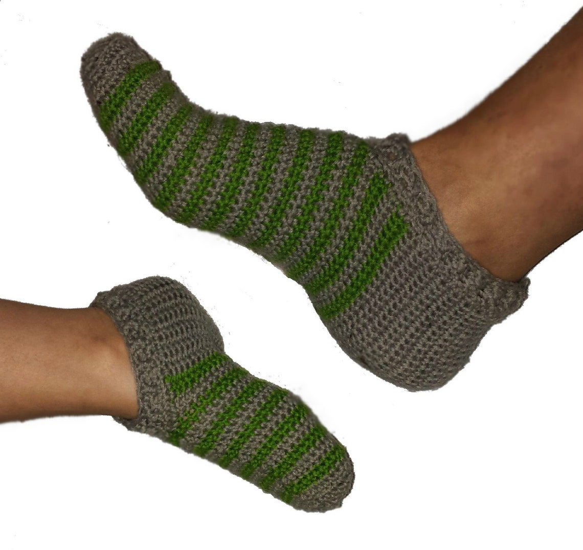 Striped Home Ankle Socks Crochet Pattern Download Nylon Yarn Etsy Canada