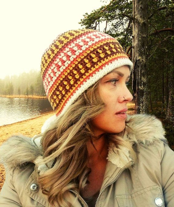 Nordic Terrain Beanie Winter Hat Toque Crochet Pattern  display picture 3