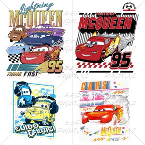 Cars Movie PNG Bundle - Lightning McQueen Clipart, Digital Download, Printable Race Car Art, Pixar Cartoon Characters, Racing Theme Design