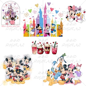 Disney Friends PNG Bundle - Mickey Minnie Goofy Clipart, Digital Download, Printable Magic Castle Art, Classic Cartoon Characters Pack