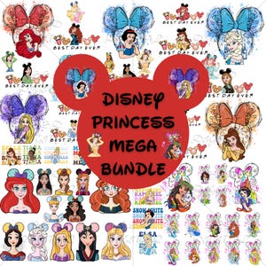 Disney Princess Mega Bundle PNG - Ariel, Belle, Cendrillon, téléchargement numérique, art imprimable conte de fées, personnages royaux de dessins animés, Disney Png