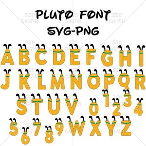 Pluto Font SVG PNG - Cartoon Lettering Alphabet | Digital Download | Printable Disney-Inspired Font | Cute Character Font for Crafts