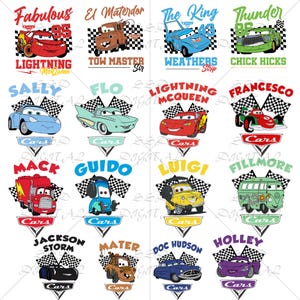 Cars Movie PNG Bundle - Lightning McQueen Mater Luigi Clipart, Digital Download, Printable Pixar Racing Art, Disney Cartoon Characters