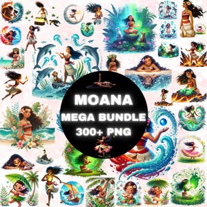 Moana Mega Bundle PNG - Disney Princess Clipart, Digital Download, Printable Polynesian Art, Adventure Ocean Theme, Tropical Cartoon Pack