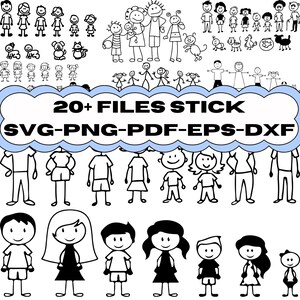 Stick Family SVG Bundle, Huge Pack Of Sticker Figure Clipart, Stick Figures SVG Bundle, Stick People Family Clip Art, Stick Family Cut Files