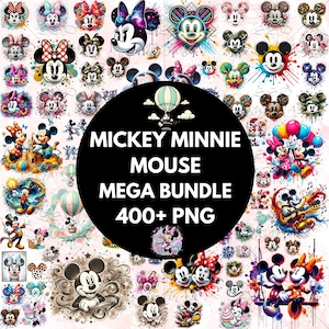 Mickey Minnie Mega Bundle PNG - 400+ Disney Clipart Pack, digitaler Download, druckbare Cartoon Kunst, klassische Maus Charaktere Design