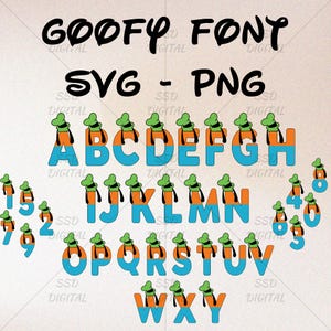 Goofy Font SVG PNG Eps Dxf - Cartoon Alphabet Letters | Digital Download | Printable Disney-Inspired Typeface | Funny Character Lettering