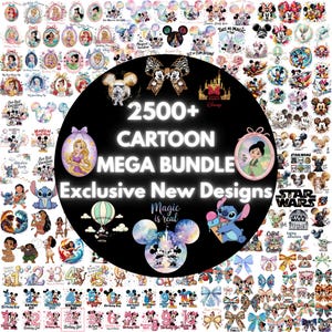 2500+ Disney Inspired Mega SVG PNG Bundle, Digital Download for Cricut, Sublimation, Mickey Minnie Princess Clipart Pack, Super Mega Bundle