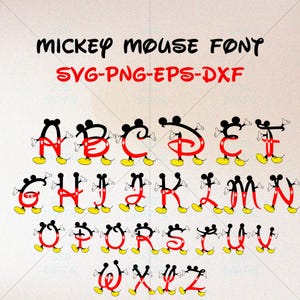 Mickey Mouse Font SVG PNG Eps Dxf - Cartoon Alphabet Letters | Digital Download | Printable Disney-Inspired Font | Cute Character Typeface