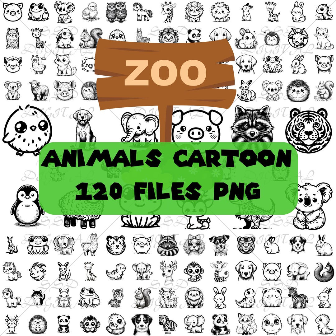 Cute Animals Clipart Transparent PNG Bundle, Quirky Animals Bundle PNG ...