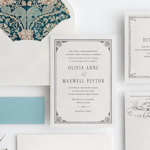 Customized 1920s Wedding Invitation Suite Printable Classic Invitation Minimalist Template Art Deco Traditional Invite Instant Download, WIN