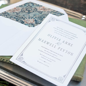 Customized 1920s Wedding Invitation Suite Printable Baroque Invitation Minimalist Template Art Deco Black White Invite Instant Download, WIN