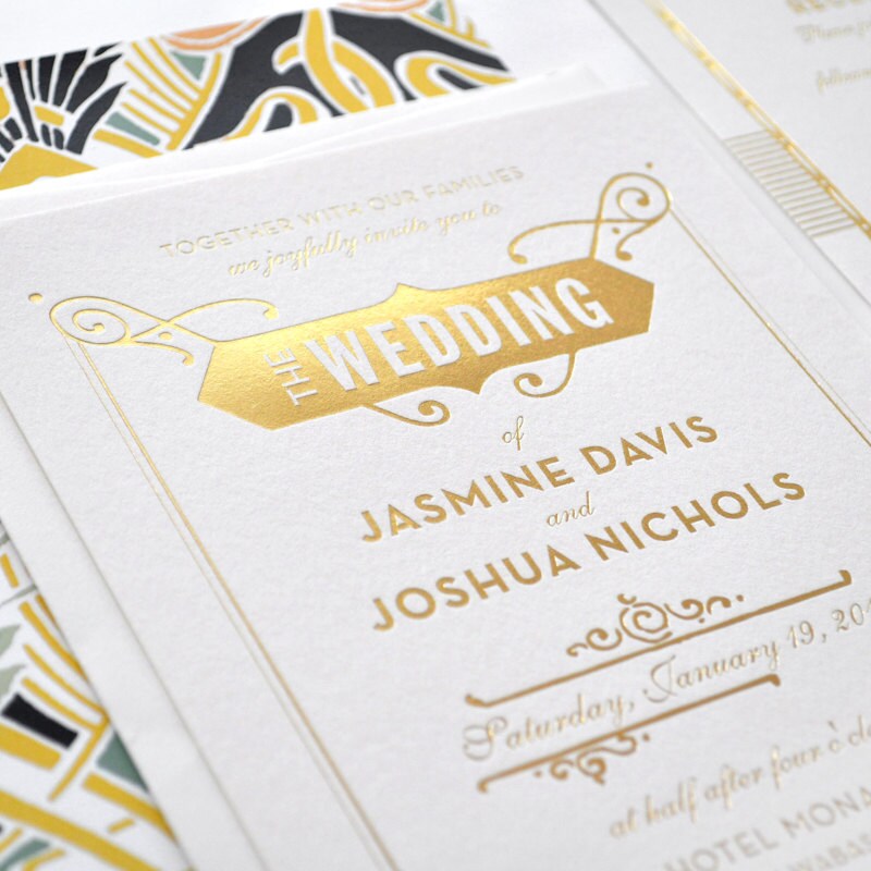 Gold Foil Wedding Invitation Gatsby Wedding Invite Art