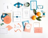 Plaid Wedding Invitation, Letterpress Wedding Invitation, Invitation Suite, Summer Wedding Invitation, Beach Wedding Invitation, Picnic