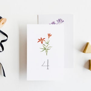 Wildflower Table Number Template Minimal Floral Table Number Editable Flower Table Number Sign Rustic Table Card Instant Download, WIL