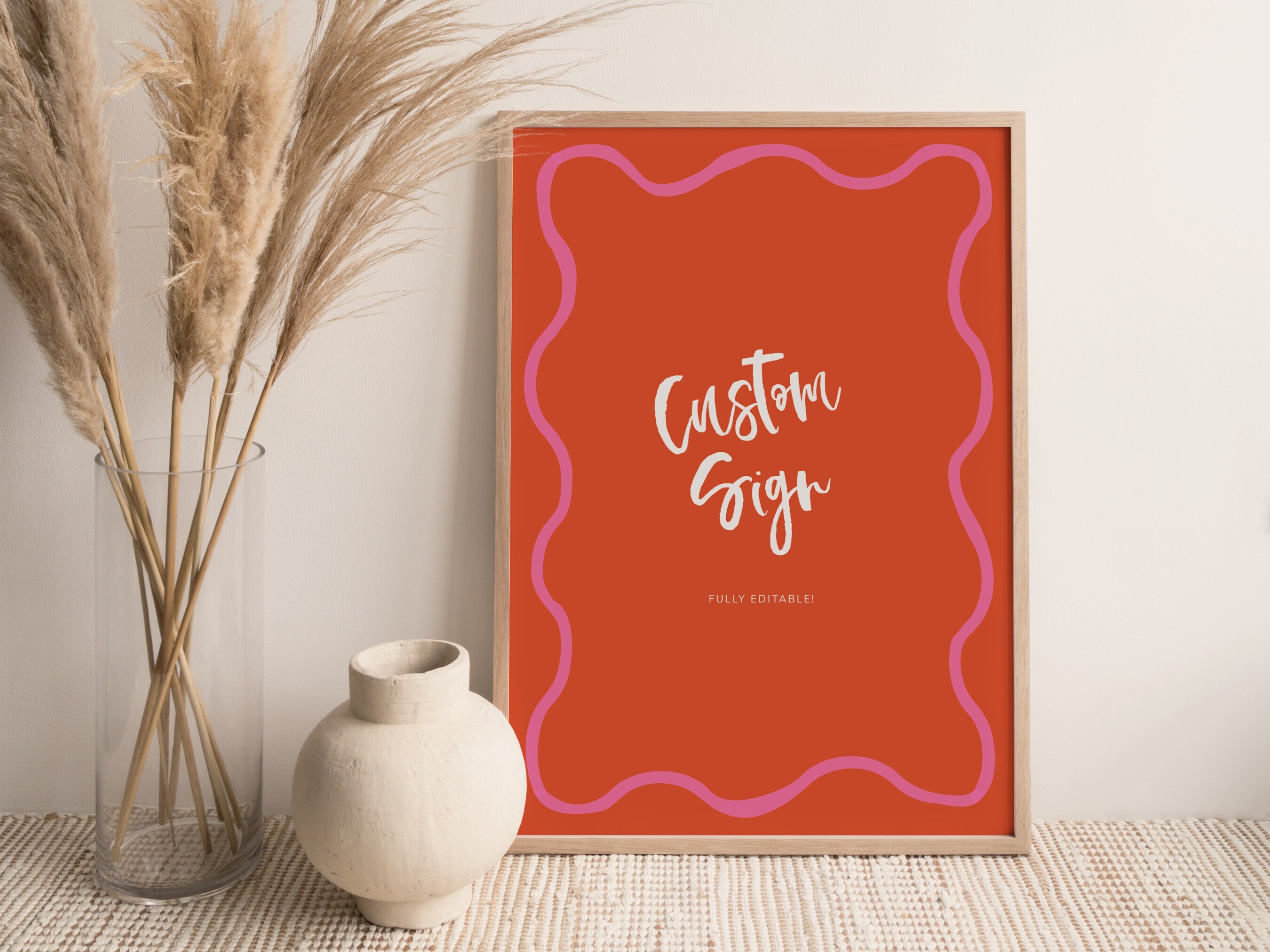 Editable Wave Call Out Wavy Wedding Sign Template Editable Wave Sign for Easel Modern Wedding ...