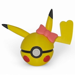 Pikachu w/ Bow Poke Ball Replica - 3D Printed PokeBall | Anime Collectibles & Gifts