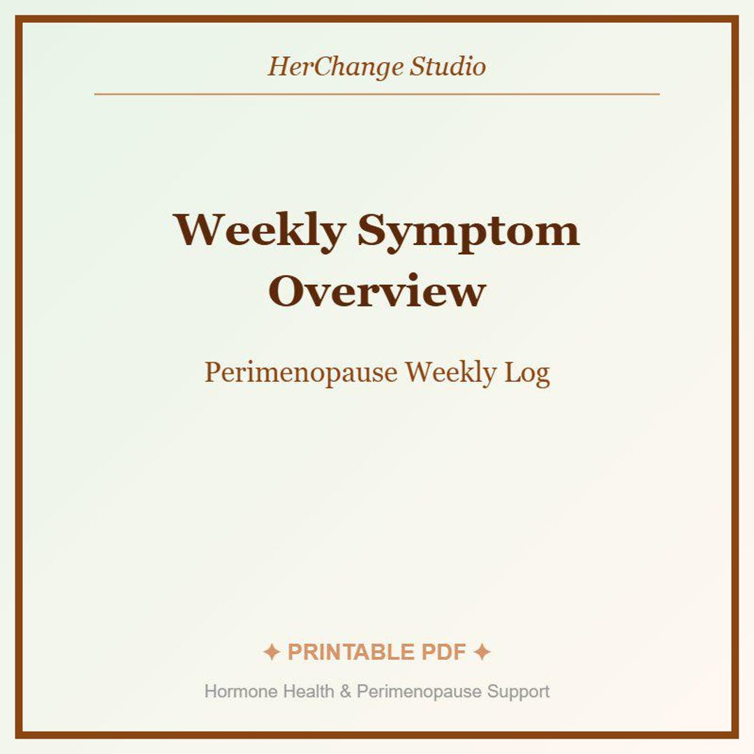 Weekly Perimenopause Symptom Overview Printable PDF | Hormone Tracker ...