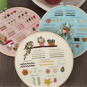 Stickset, 3er-Set Stickmuster, Stickset zum Lernen, Bambusrahmen-Set, Stickstiche für Anfänger