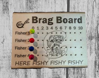 Laser Engraved Wood Fishing Brag Board – Lake House Cabin Decor, Fisherman Score Tracker