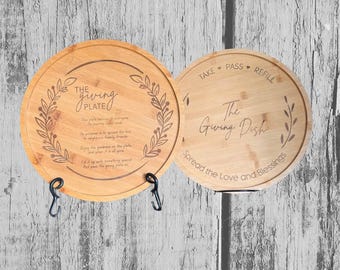 Engraved Bamboo Giving Dish – Take Pass Refill Serving Plate