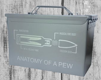 Anatomy of a Pew Laser-Engraved Ammo Can – Tactical Metal Storage Box