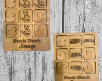 Duck Duck Jeep Game Board – Wooden Tic Tac Toe for Jeep Owners (Laser Engraved)