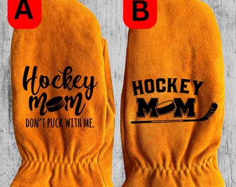 Hockey Mom Mittens – Personalized – Funny Hockey Gift – Cold Rink Gloves – Hockey Parent Gift