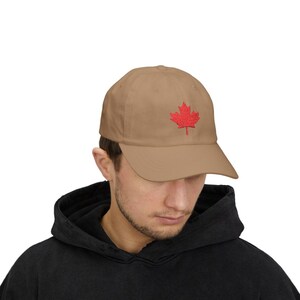 Beige Maple Leaf Dad Hat: Classic Canadian Cap