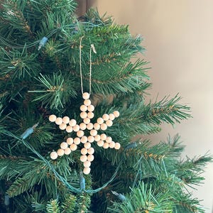 Natural Beaded Snowflake Ornament