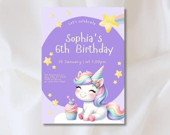 Unicorn Birthday Invitation Template