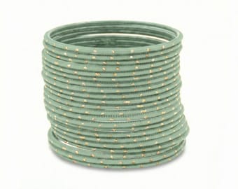 Mint Green Metal Bangles | Pakistani Indian Wedding Jewelry, Set of 24