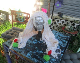 White Zombie Hood ooak glow in the dark eyes horror
