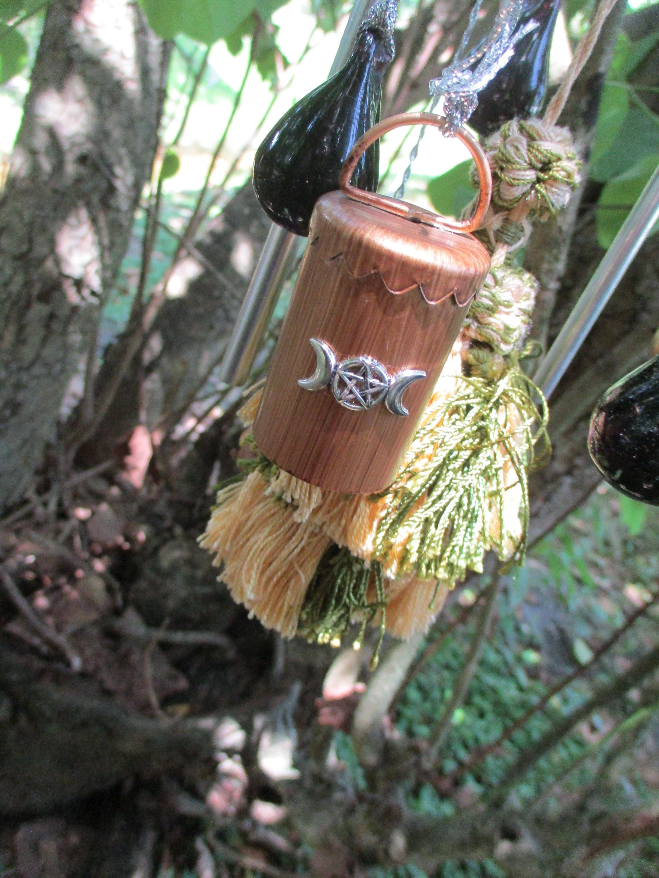 Witch Bells / Chimes *ready to ship* ooak gypsy boho triple moon goddess tassel protection